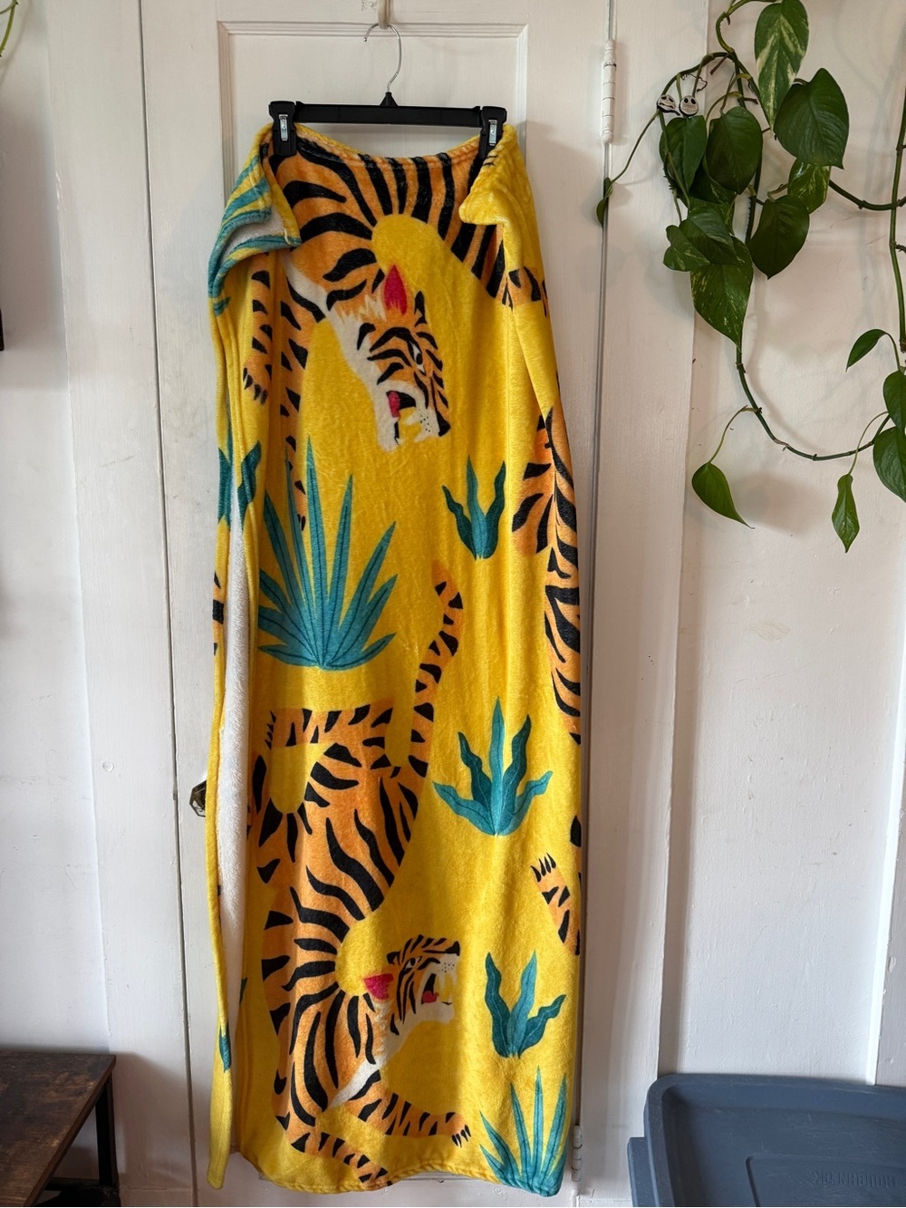 Yellow Tiger Print throw blanket